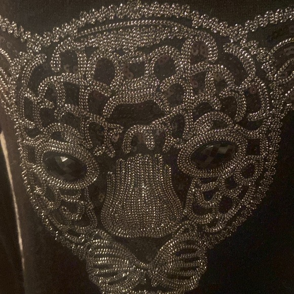 H&M Sequin Cougar Lion Face Sweater - Picture 6 of 8